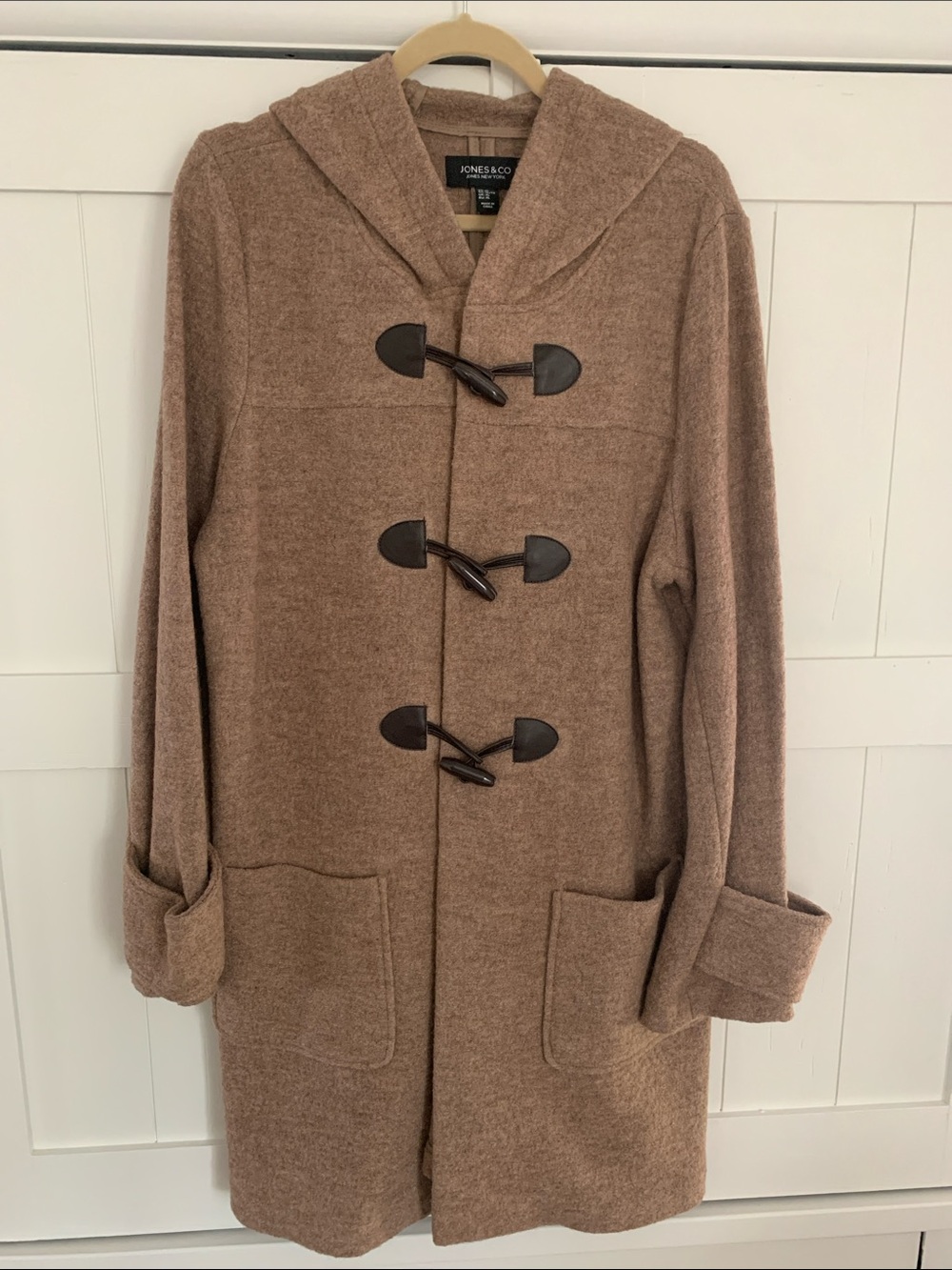 Jones New York Wool Blend Toggle Coat with Hood - Size XL